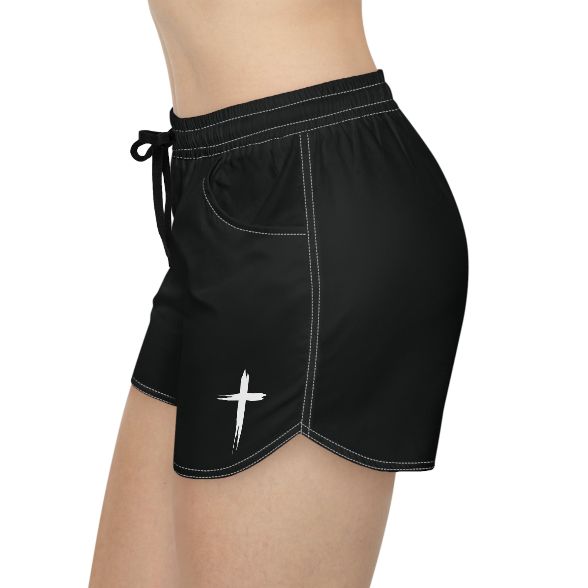 Cross Design Women's Casual Shorts - Black