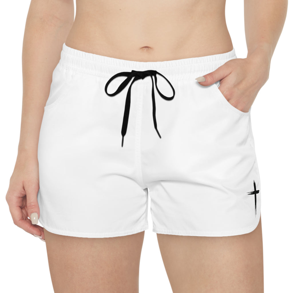 Cross Design Women's Casual Shorts - White