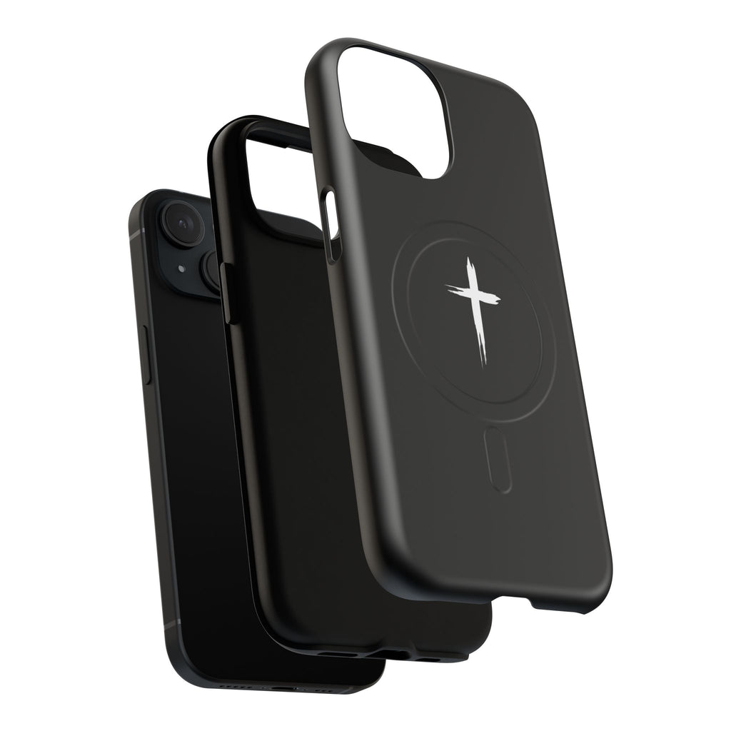 Tough Magnetic iPhone Case Cross Design - Black