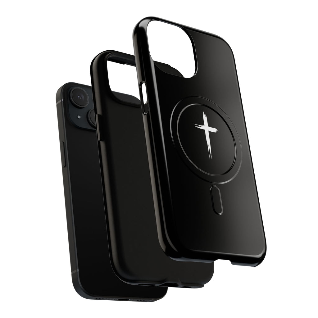 Tough Magnetic iPhone Case Cross Design - Black