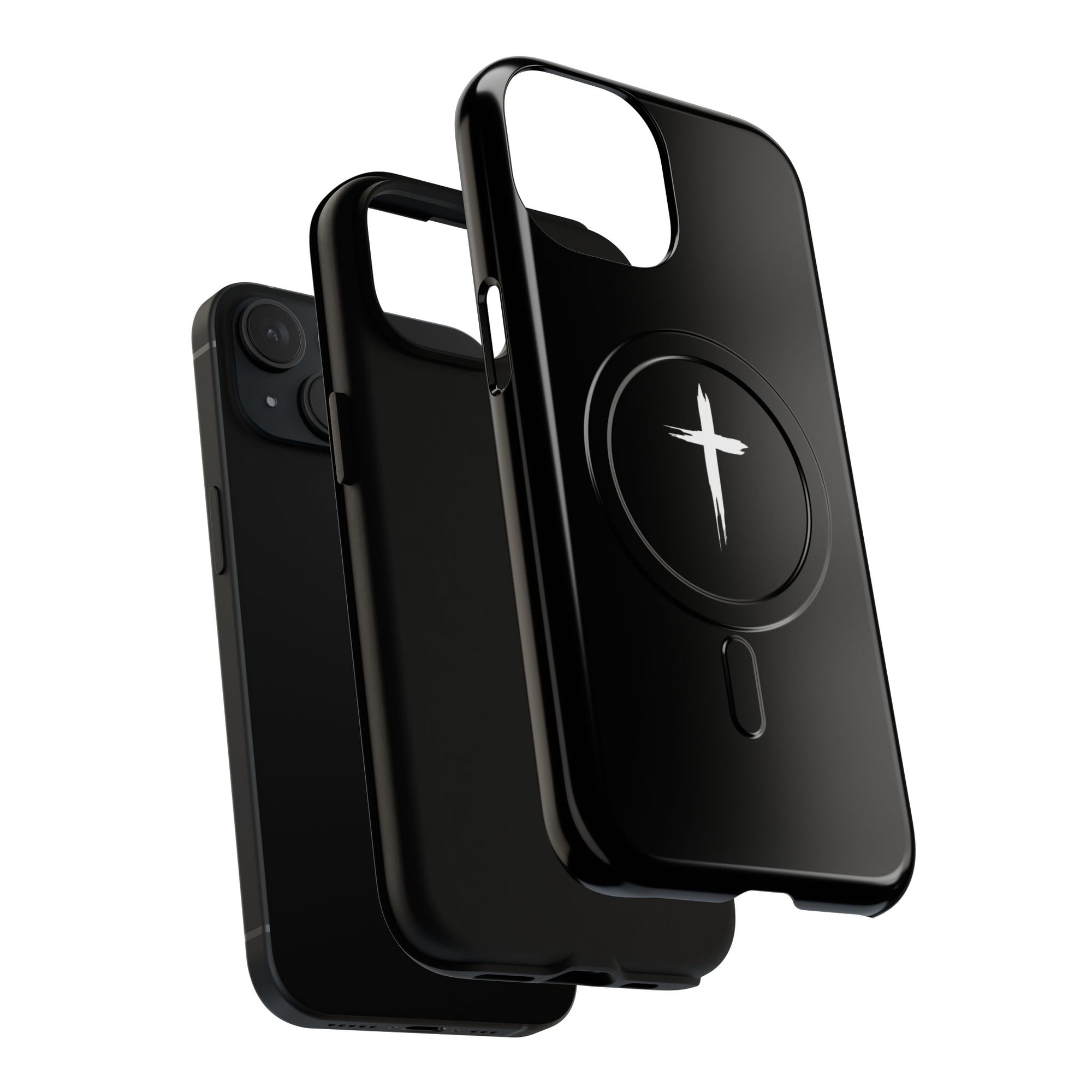 Tough Magnetic iPhone Case Cross Design - Black