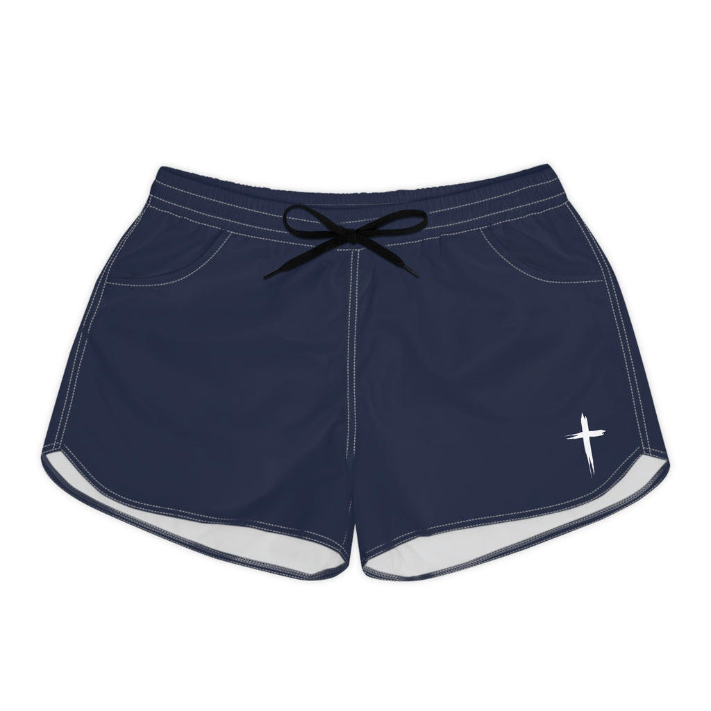 Cross Design Women's Casual Shorts - Navy