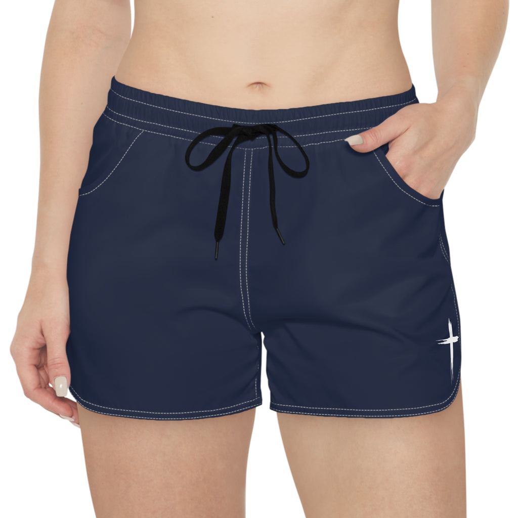 Cross Design Women's Casual Shorts - Navy