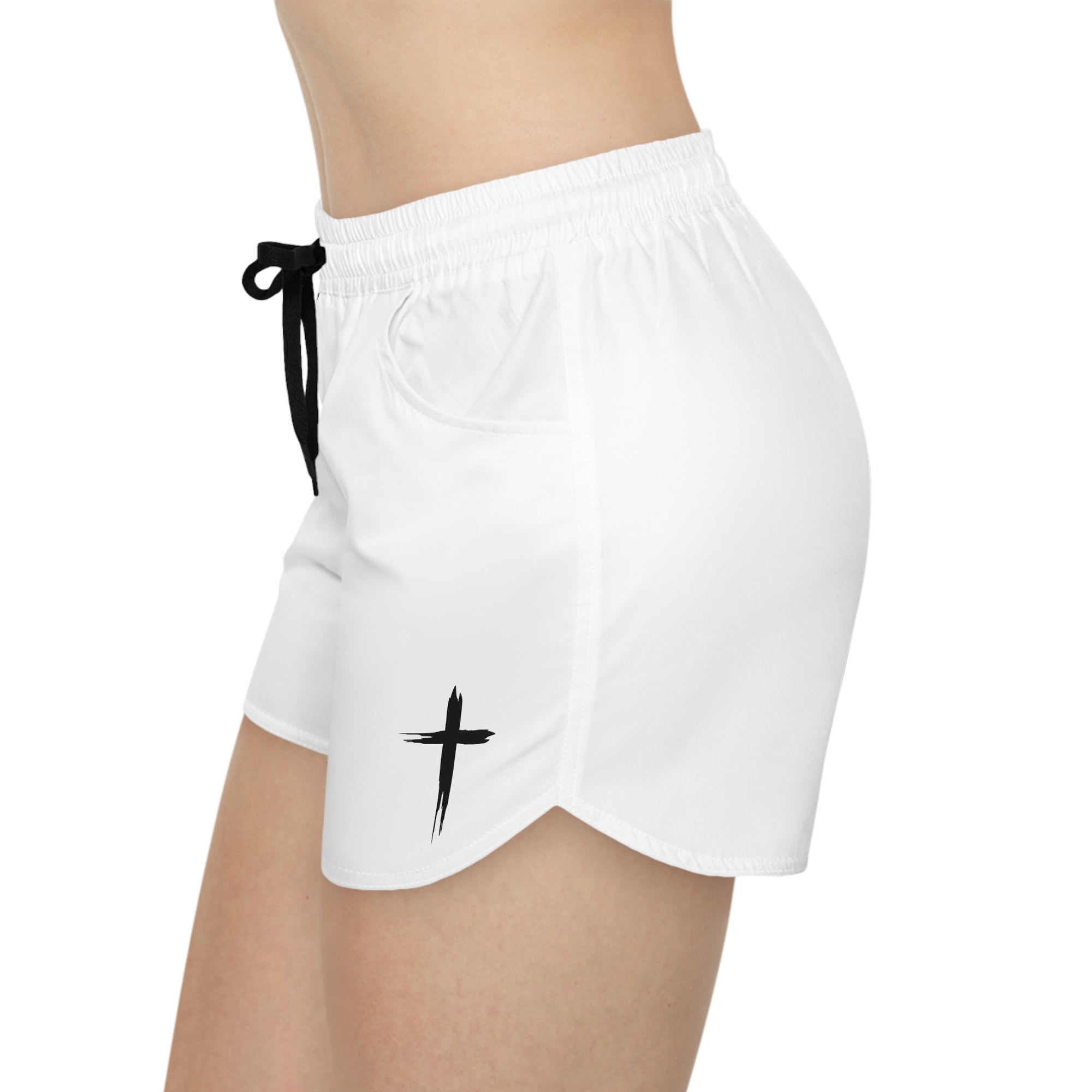 Cross Design Women's Casual Shorts - White