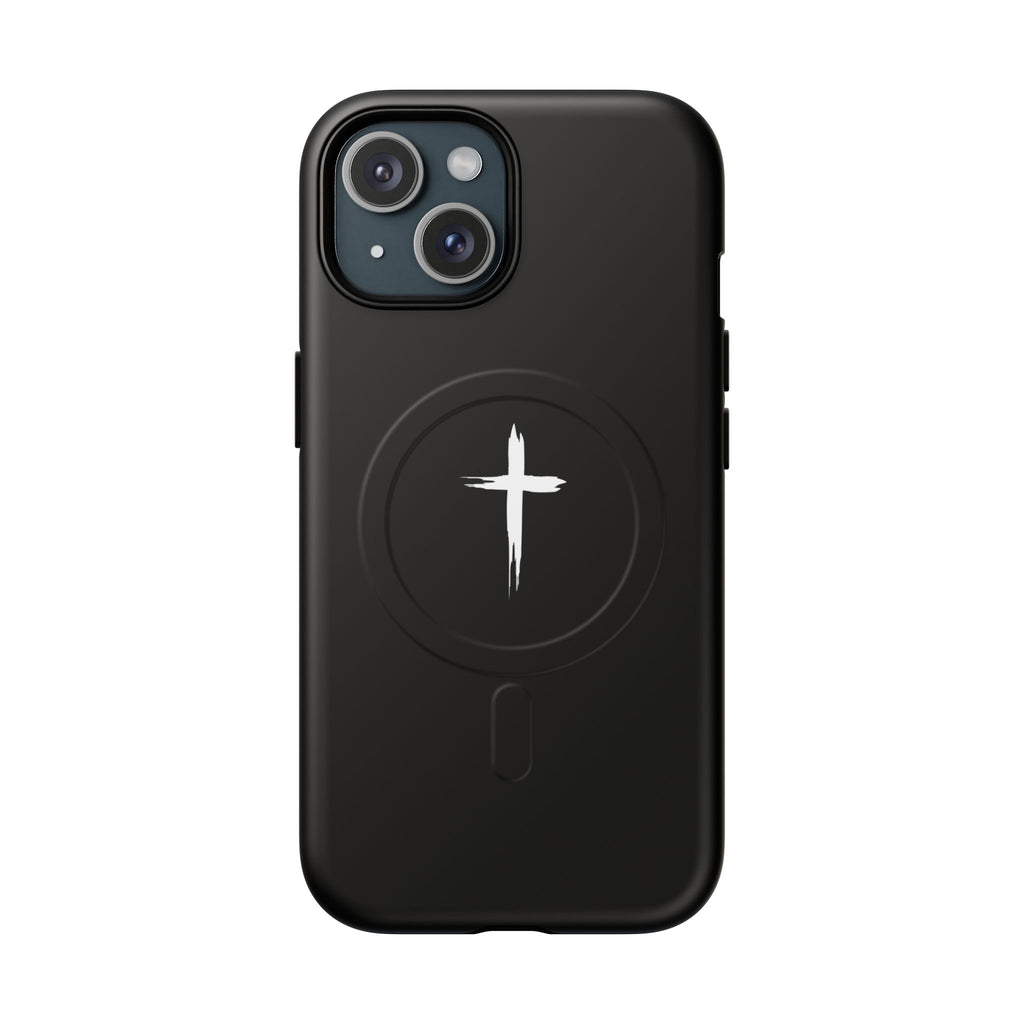 Tough Magnetic iPhone Case Cross Design - Black