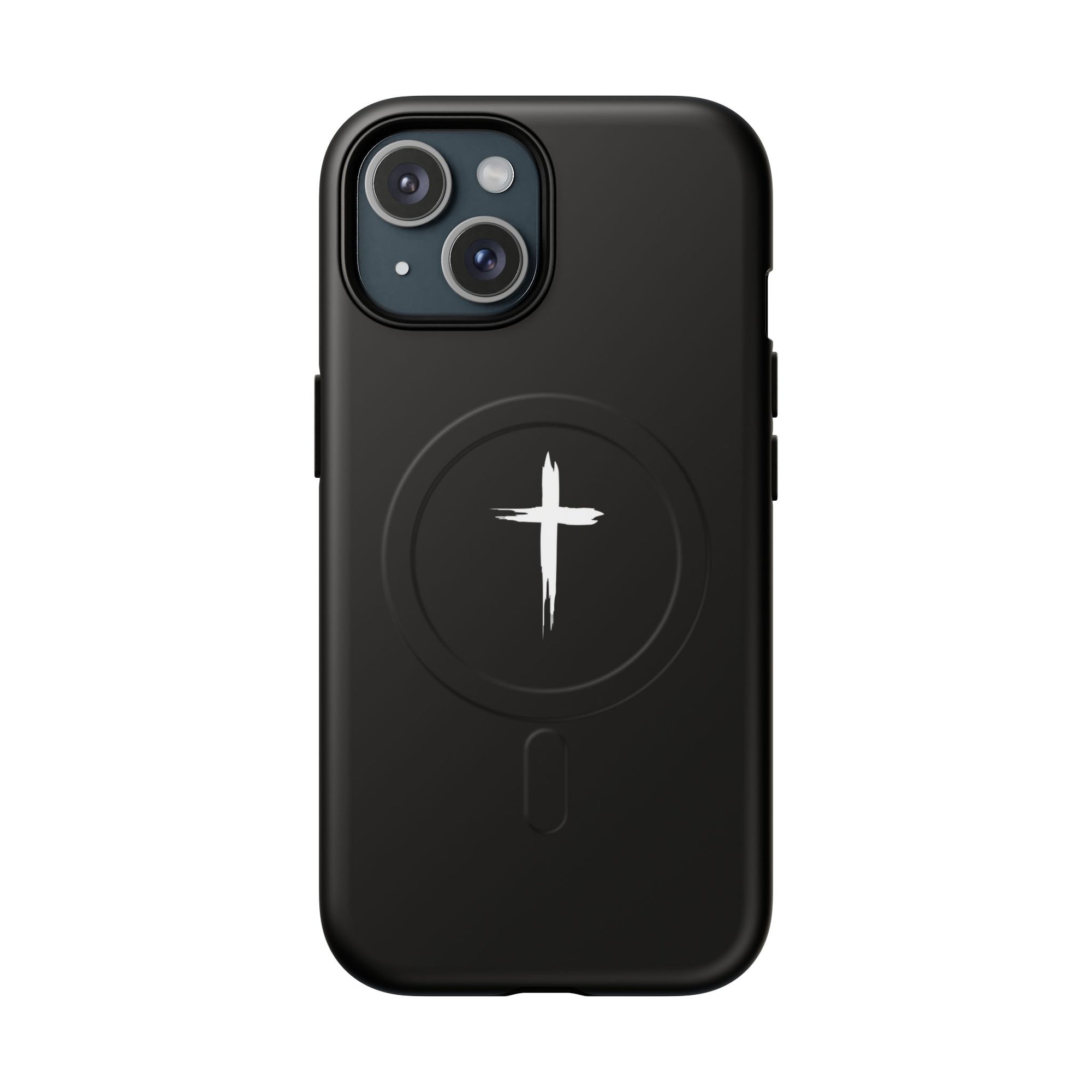 Tough Magnetic iPhone Case Cross Design - Black