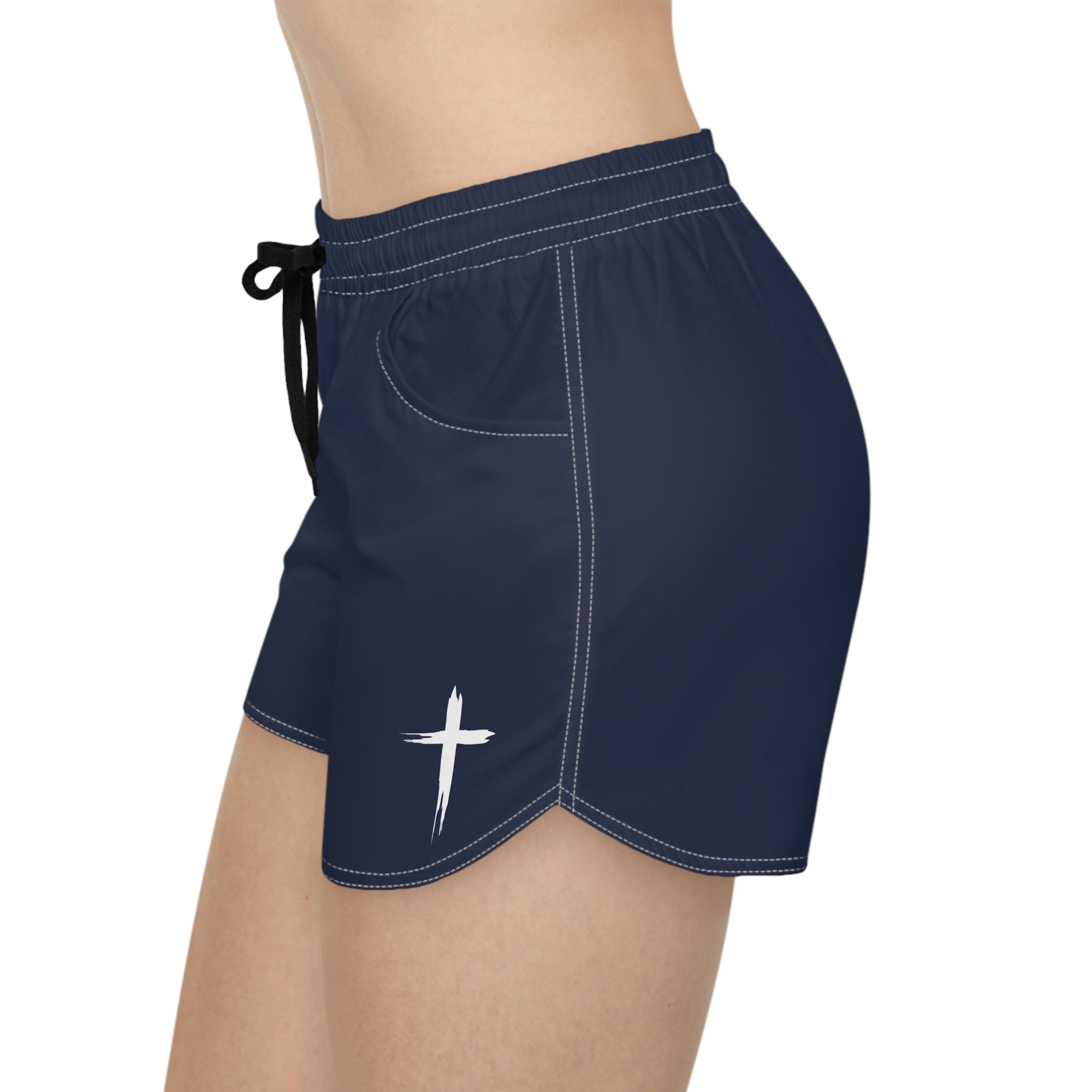 Cross Design Women's Casual Shorts - Navy