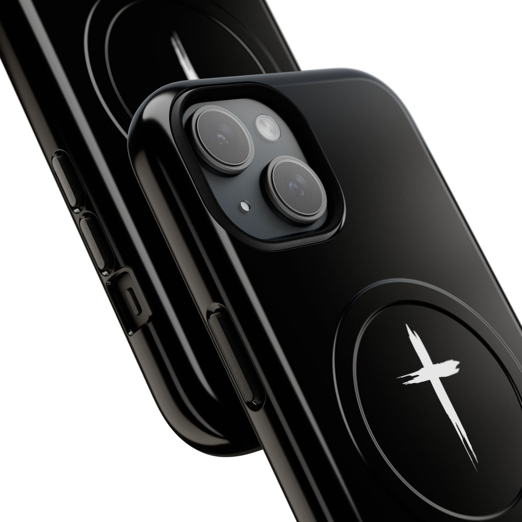 Tough Magnetic iPhone Case Cross Design - Black