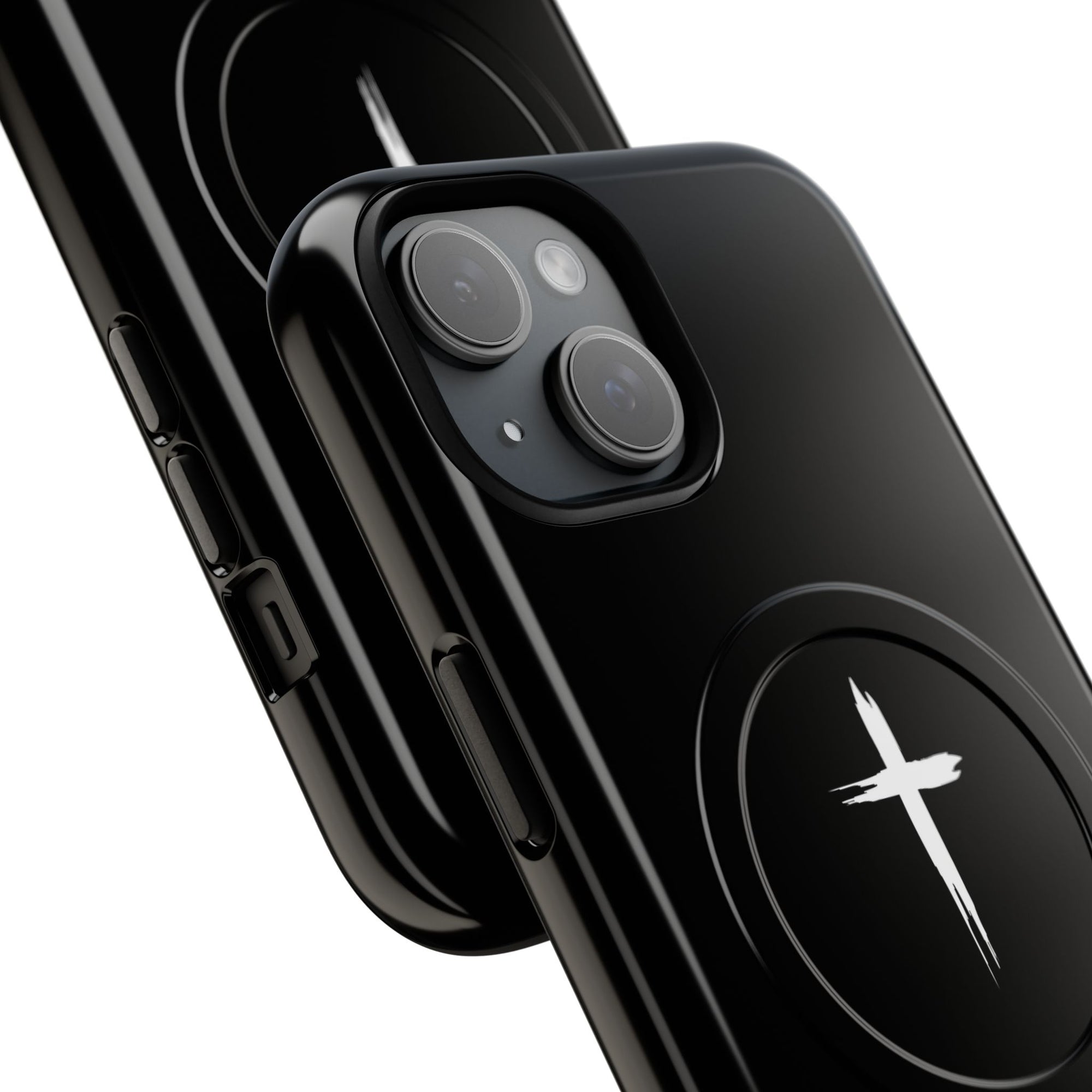 Tough Magnetic iPhone Case Cross Design - Black
