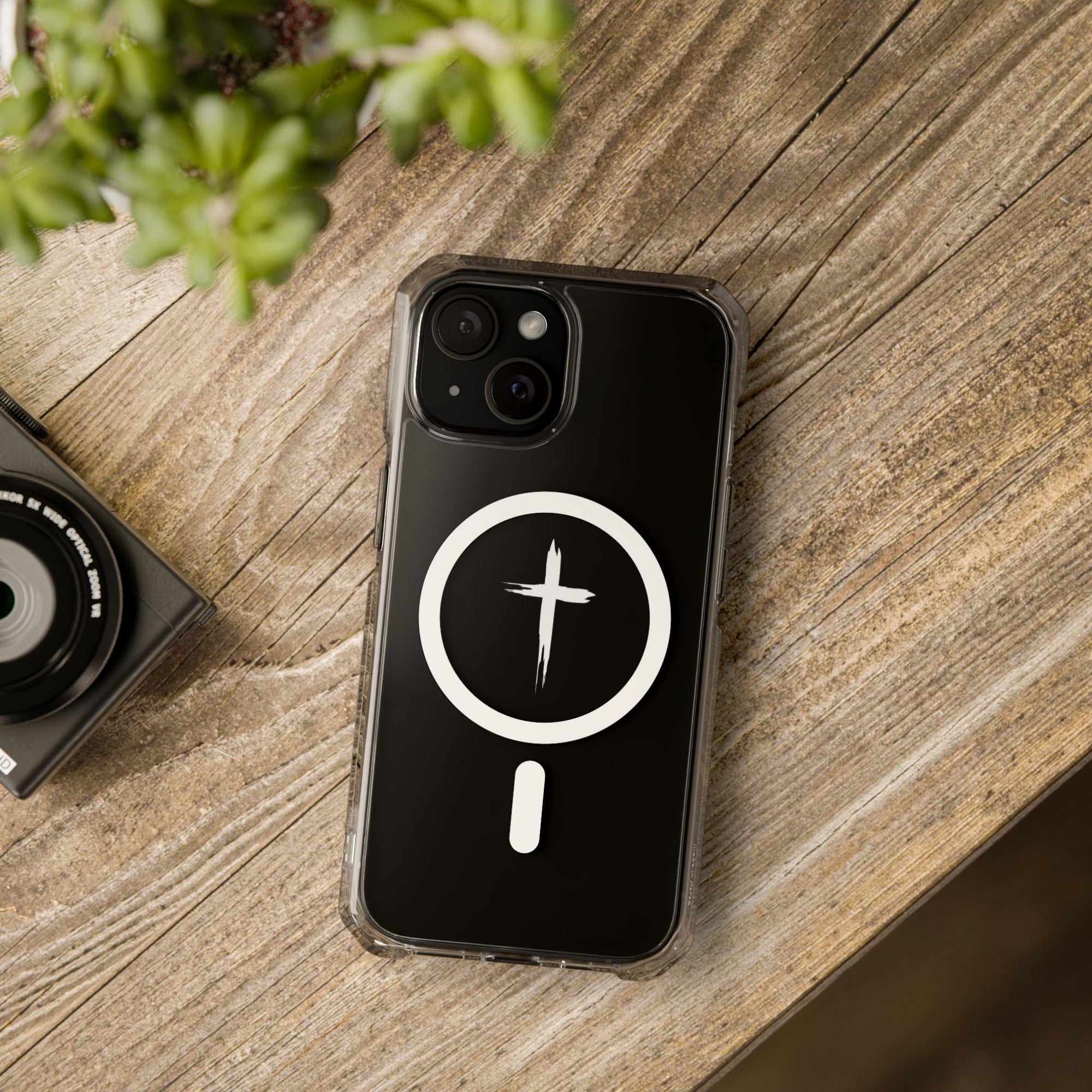Magnetic Cross Design Clear iPhone Case
