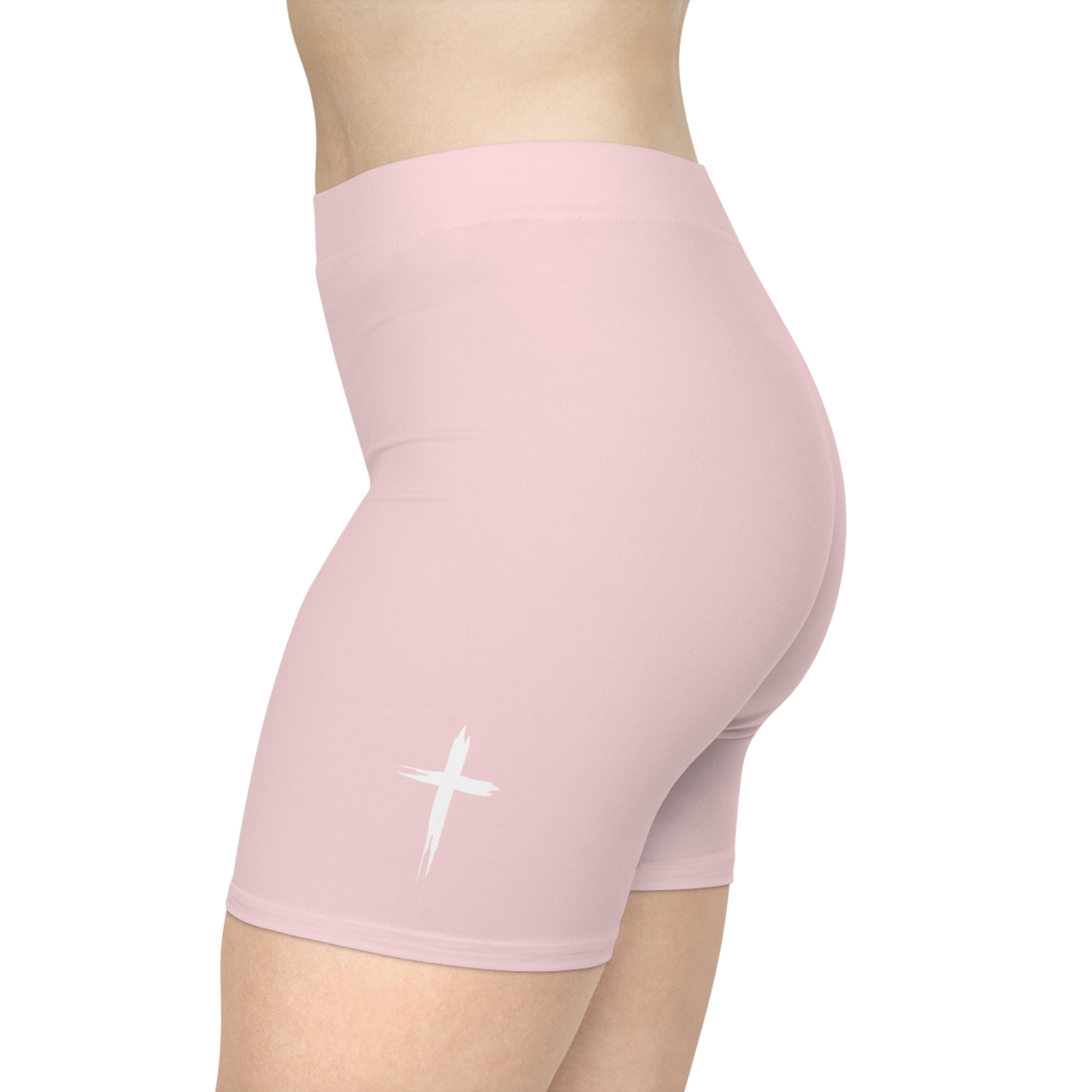Cross Design Women's Biker Shorts - Pink