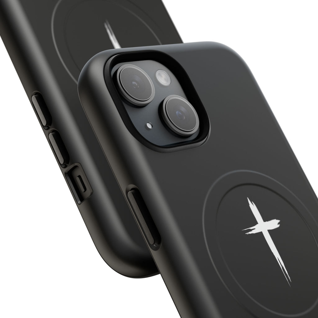 Tough Magnetic iPhone Case Cross Design - Black
