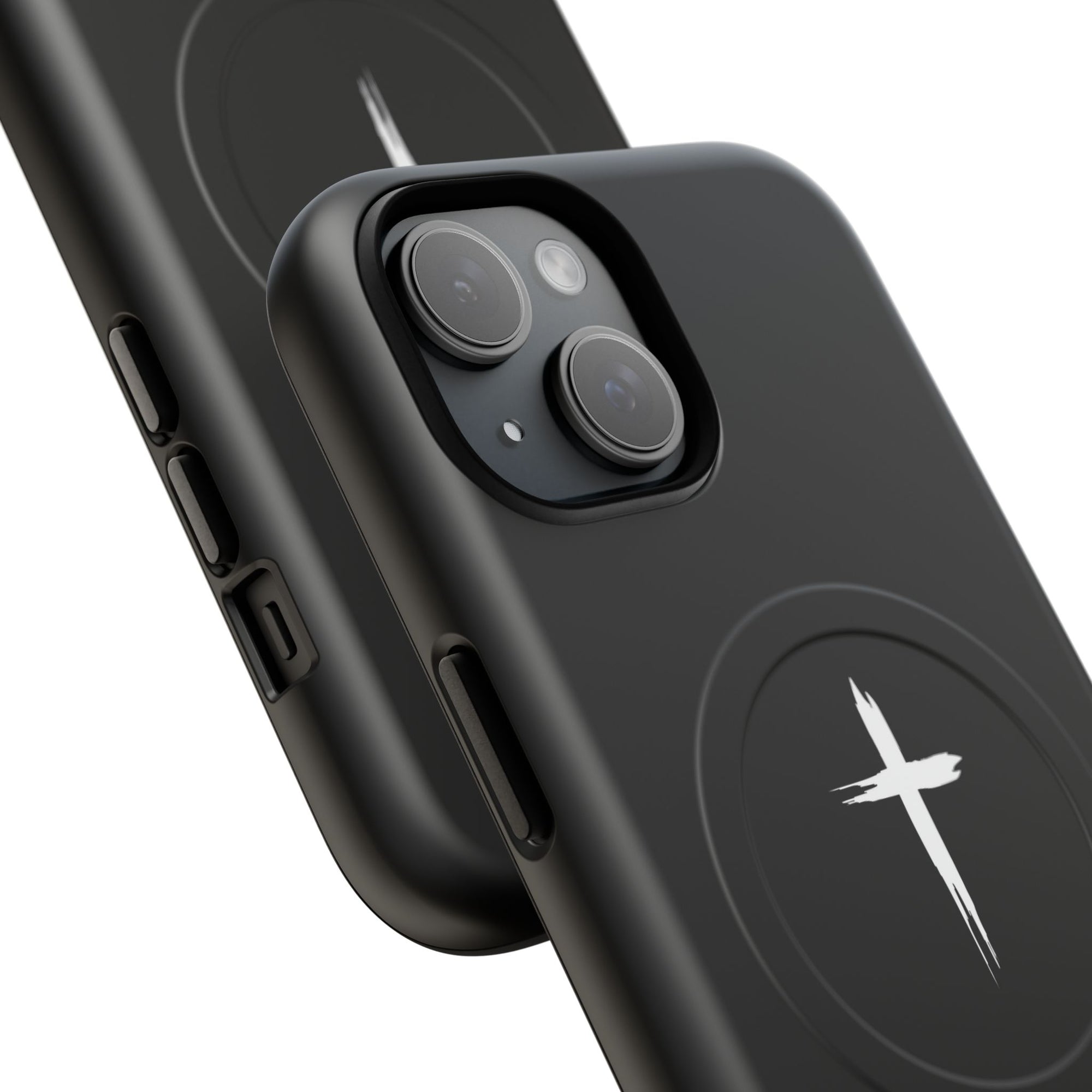 Tough Magnetic iPhone Case Cross Design - Black