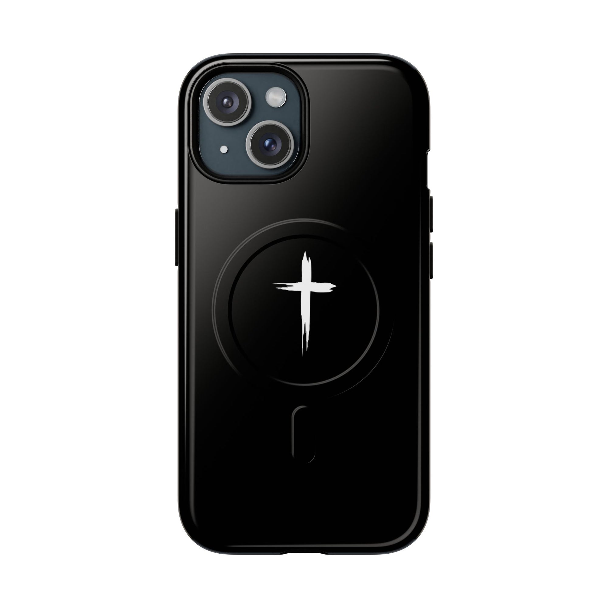 Tough Magnetic iPhone Case Cross Design - Black
