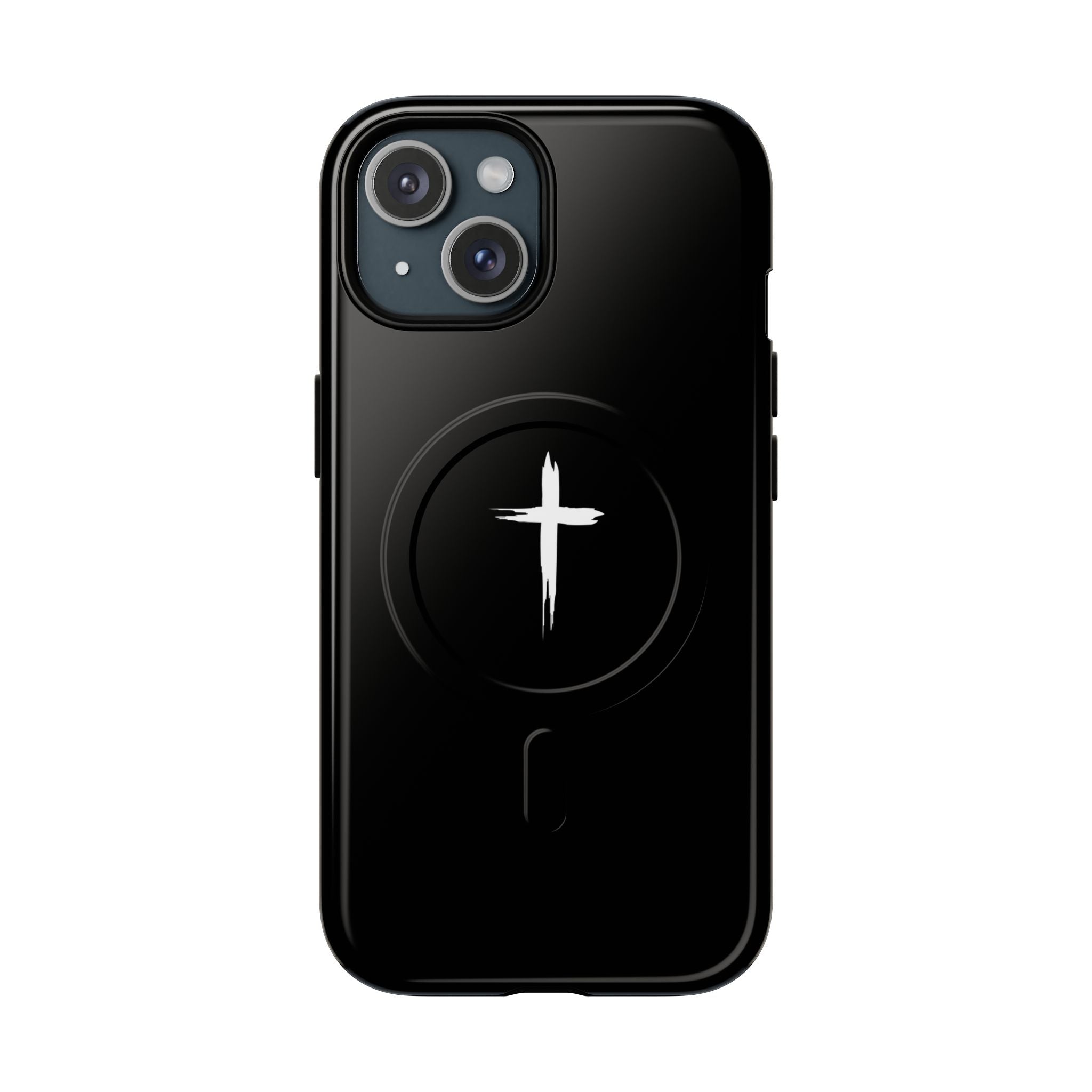 Tough Magnetic iPhone Case Cross Design - Black