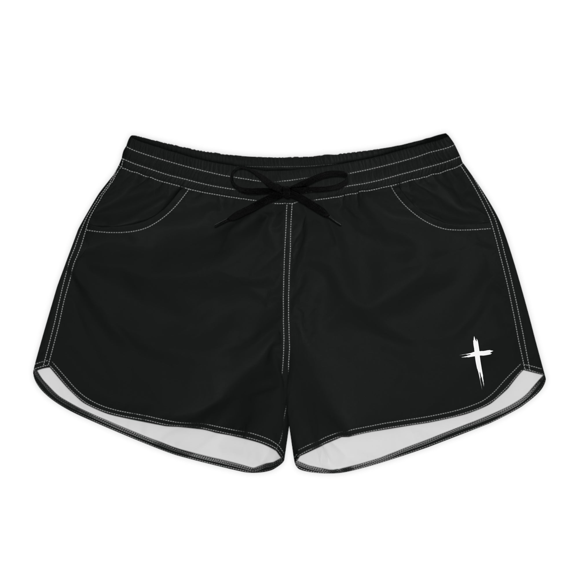Cross Design Women's Casual Shorts - Black