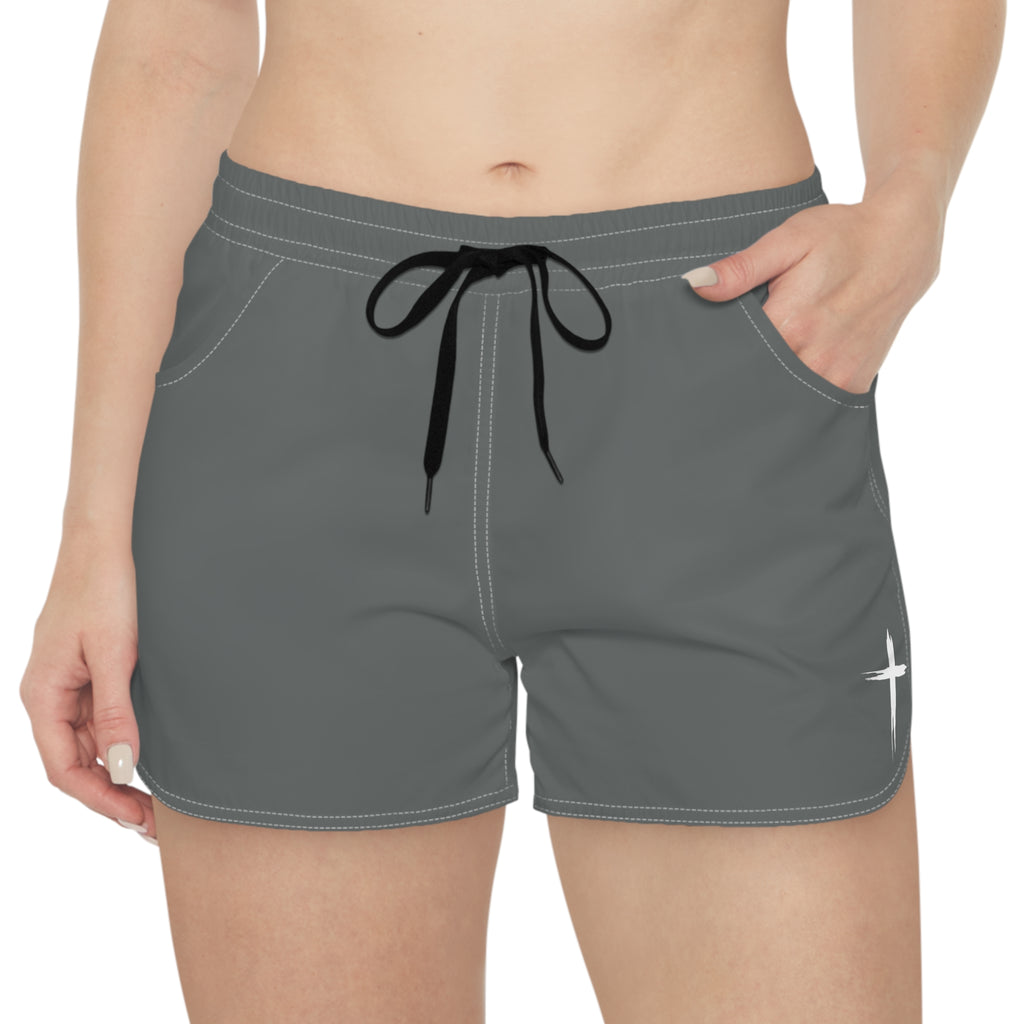 Cross Design Women's Casual Shorts - Gray