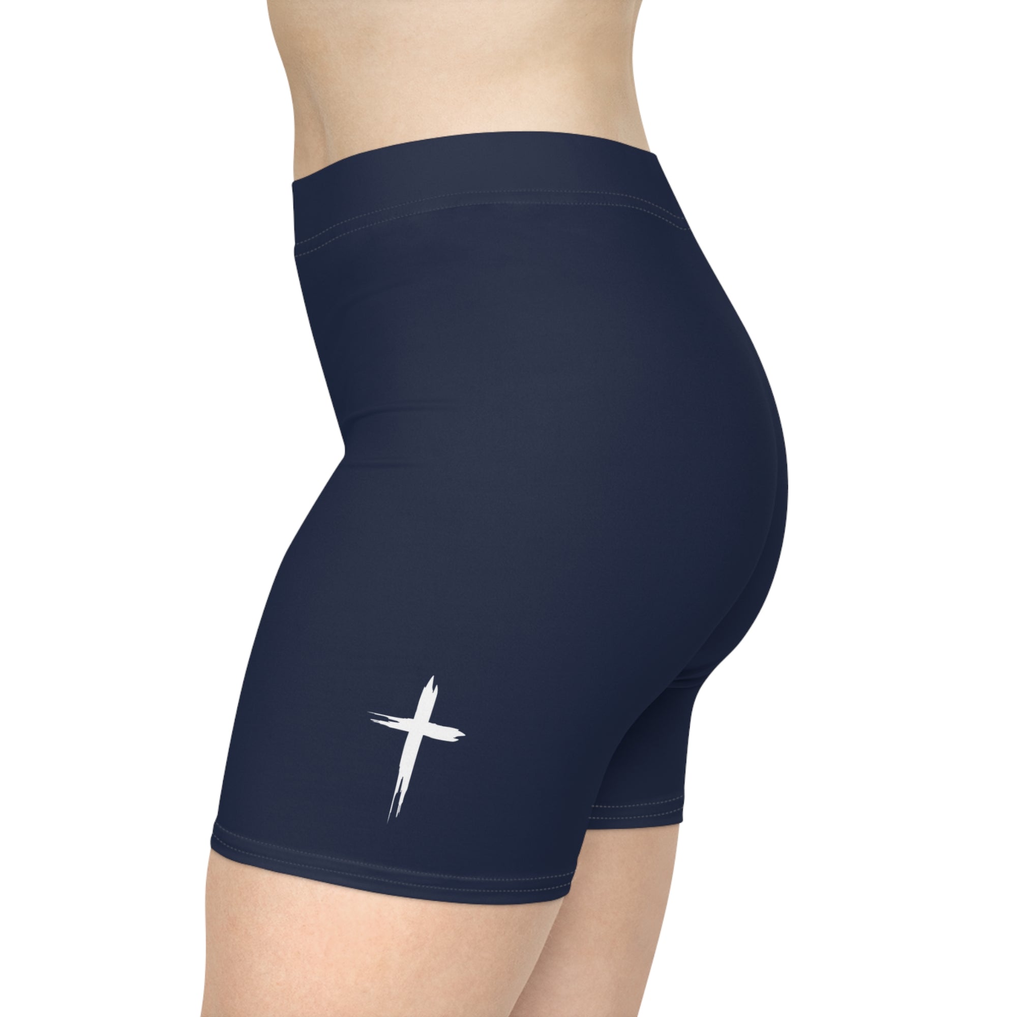 Cross Design Women's Biker Shorts - Navy