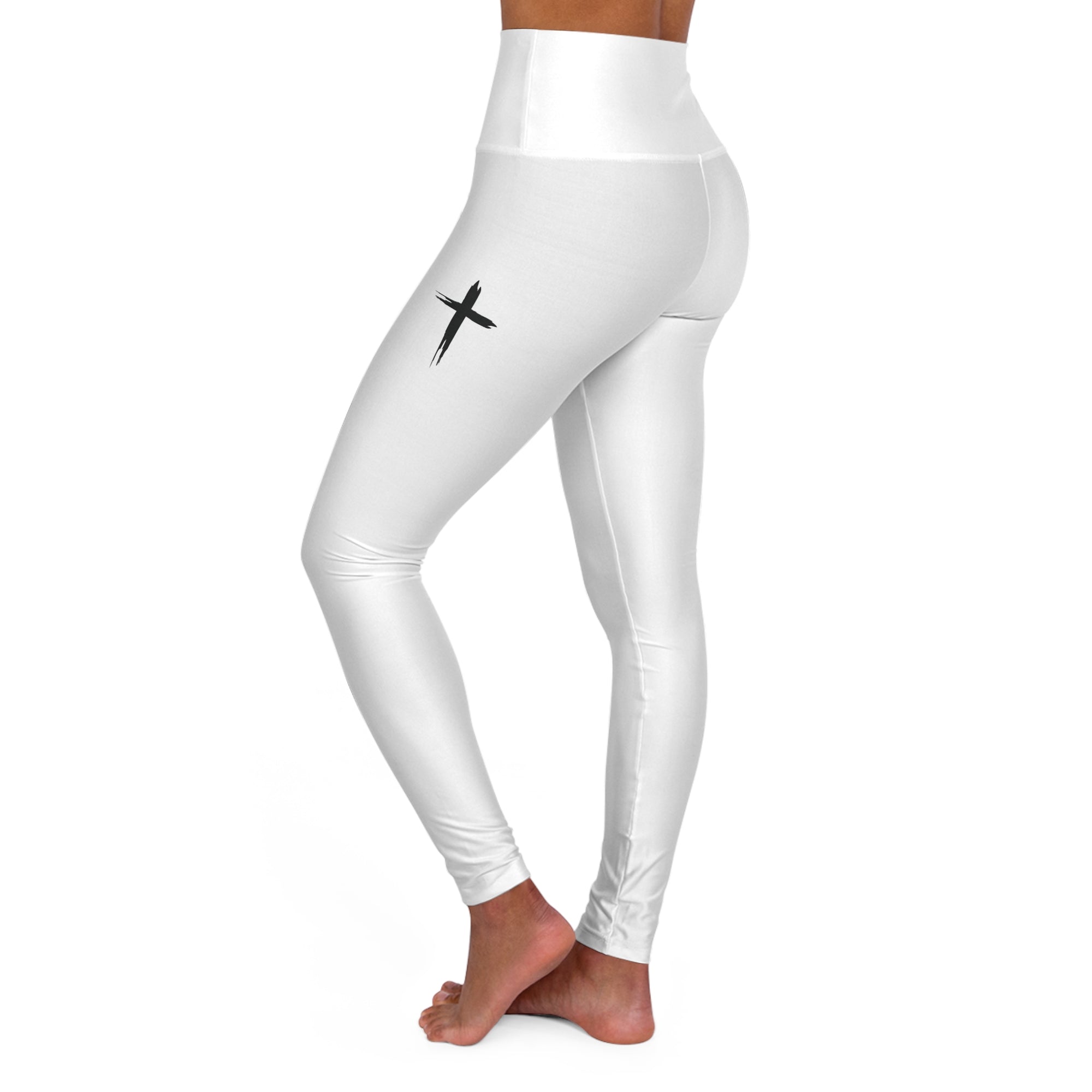 Cross Design High Waisted Yoga Leggings - White