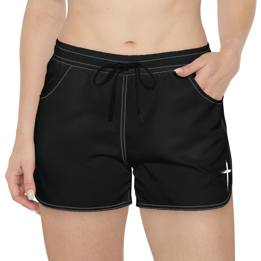 Cross Design Women's Casual Shorts - Black