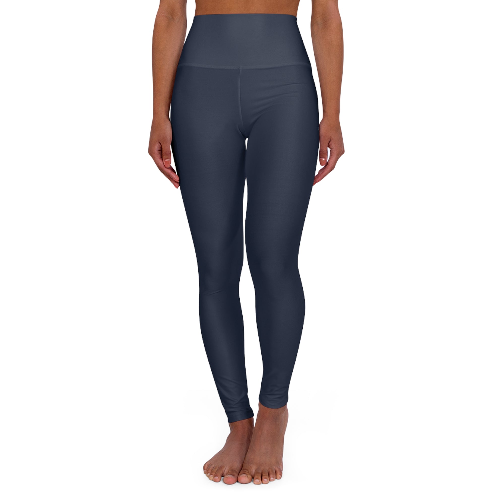 Cross Design High Waisted Yoga Leggings - Navy