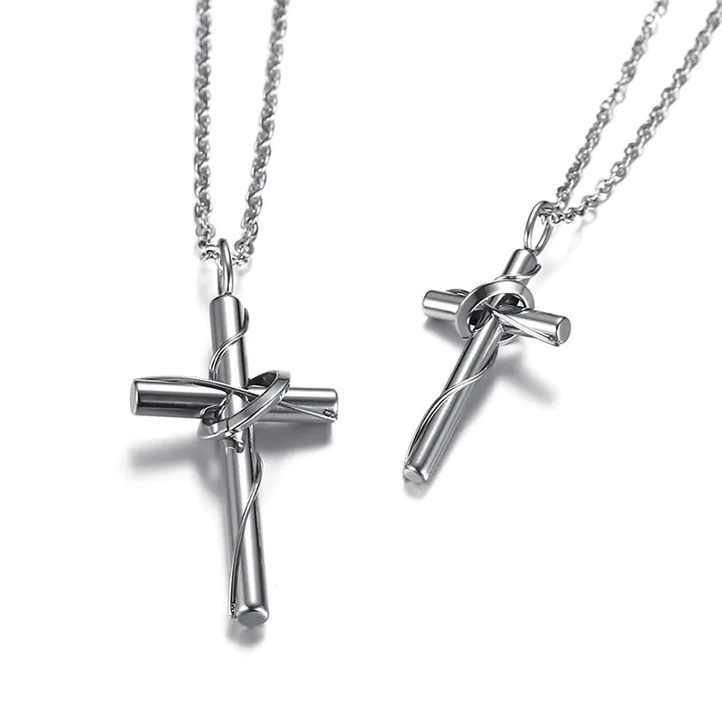 Stainless Steel Couple Cross Pendant Christian Jewelry
