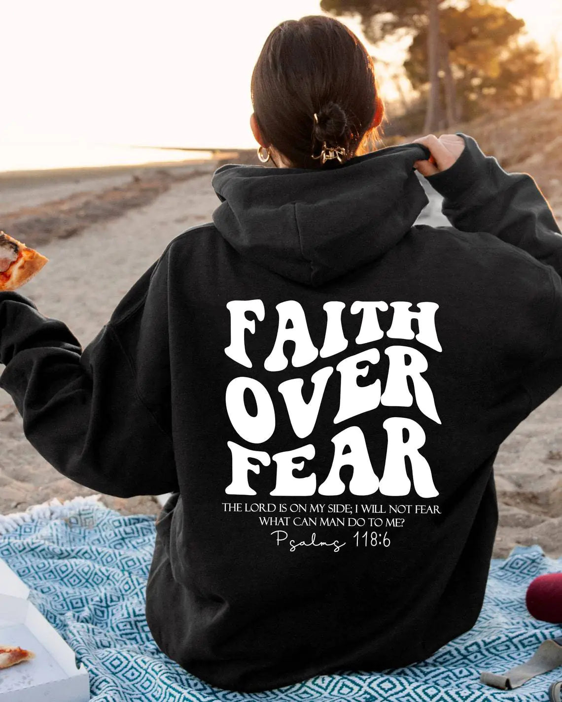 Faith Over Fear Christian Sweatshirt with Bible Verse Hoodie