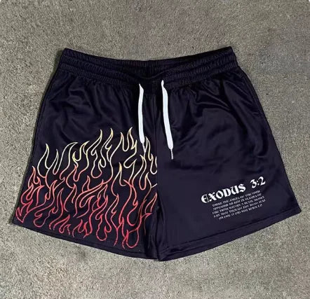 Graphic Print Gym Shorts for Men Quick Dry Breathable Shorts with Pockets