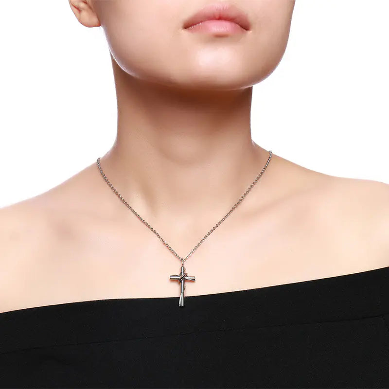 Stainless Steel Couple Cross Pendant Christian Jewelry