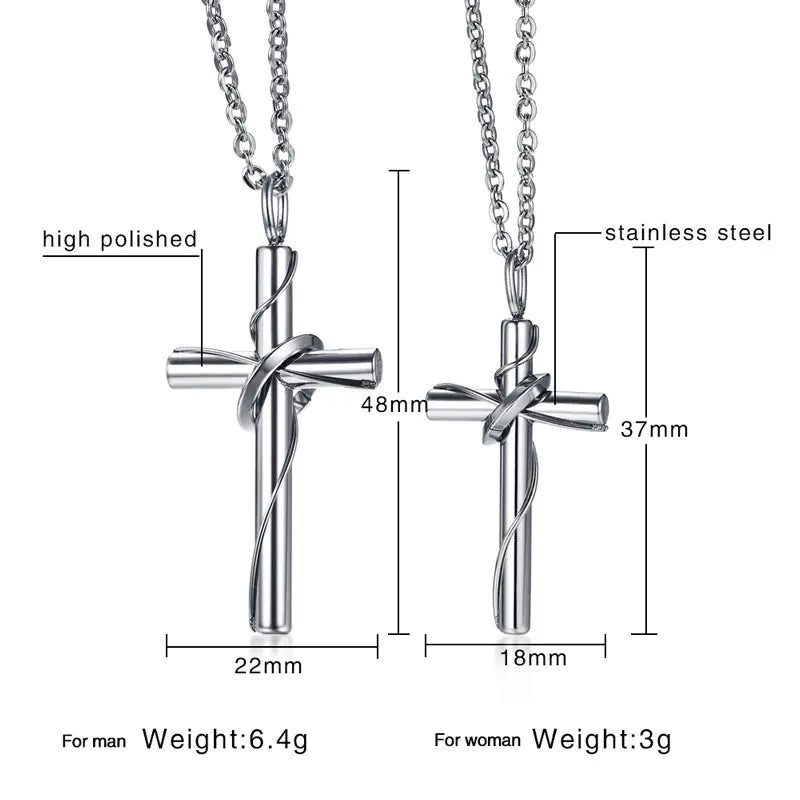 Stainless Steel Couple Cross Pendant Christian Jewelry