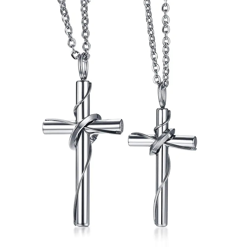 Stainless Steel Couple Cross Pendant Christian Jewelry